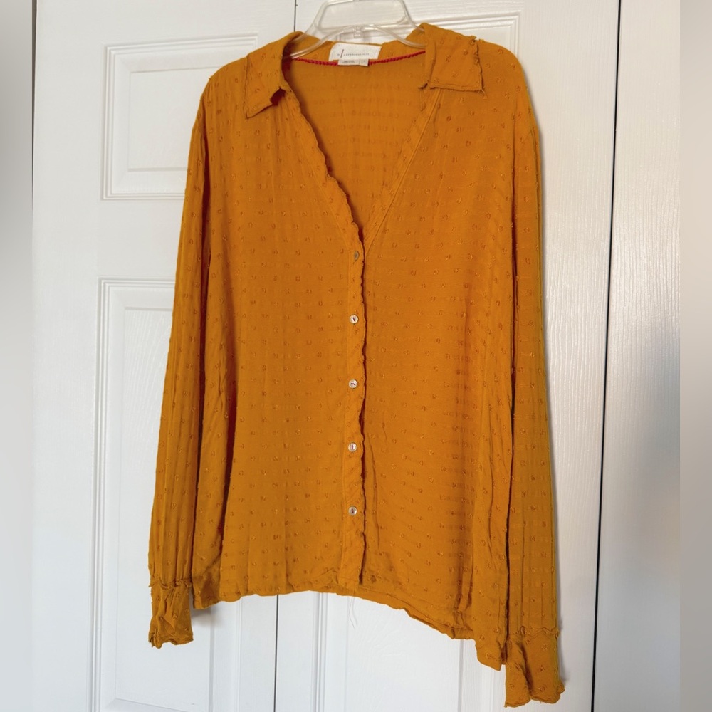 Anthropologie yellow button down